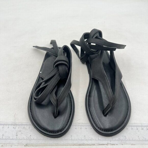 FOWT Women Split Round Toe Sandals Lace up Strappy Comfortable Flats Flip Flop - Picture 3 of 8